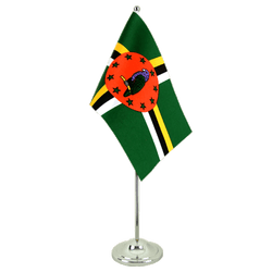 Dominica Satin Tischflagge 15 x 22 cm