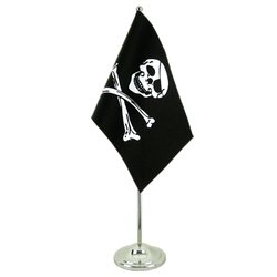 Drapeau De Table Pirate - 10x15 Cm - Hauteur Totale 30 Cm - Polyester Imprimé Deux Faces - Décoration Intérieure