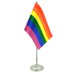 Tischflagge Regenbogen - 15 x 22 cm Satin