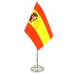 Tischflagge Spanien mit Wappen - 15 x 22 cm Satin