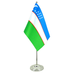 Uzbekistan Satin Table Flag 6x9"
