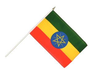 Éthiopie avec étoile Drapeau sur hampe 30 x 45 cm
