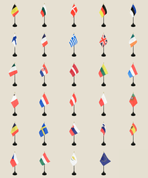 Europe - Kit 28 + 1 drapeaux de table 10 x 15 cm