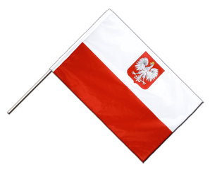 Drapeau Pologne avec aigle sur hampe PRO - 60 x 90 cm