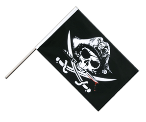 Pirate avec sabre sanglant Drapeau sur hampe ECO 60 x 90 cm