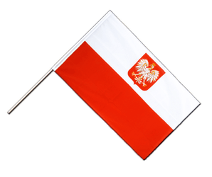 Drapeau Pologne avec aigle sur hampe ECO - 60 x 90 cm