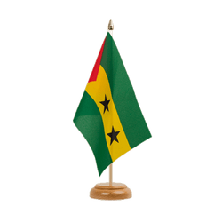 Sao Tome and Principe Table Flag 6x9", wooden