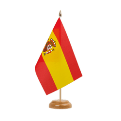 Holz Tischflagge Spanien mit Wappen 15 x 22 cm
