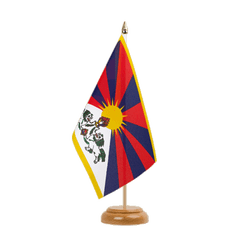Tischflagge Tibet - 15 x 22 cm Holz