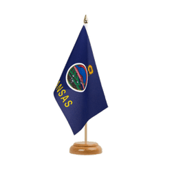 Tischflagge Kansas - 15 x 22 cm Holz