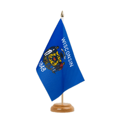 Wisconsin Table Flag 6x9", wooden