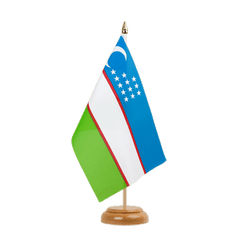 Tischflagge Usbekistan - 15 x 22 cm Holz