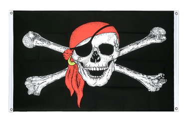Pirate with bandana Banner Flag 3x5 ft, landscape