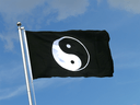 Ying und Yang Schwarz Flagge