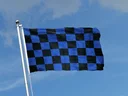 Kariert Blau-Schwarz Flagge