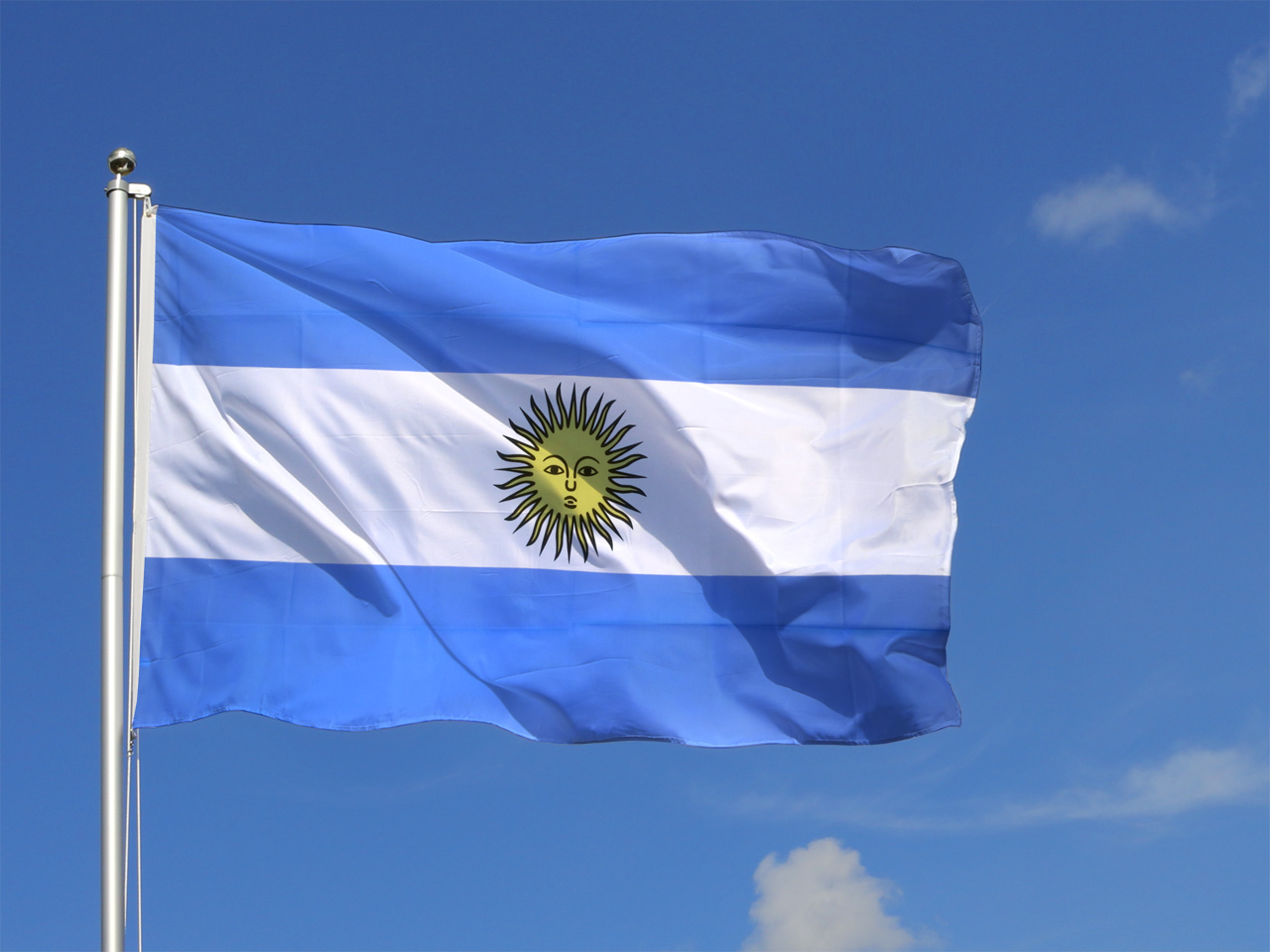 Argentinien Flagge 250x150 cm wetterfest Fahne Ösen Innen Außen große Hissflagge