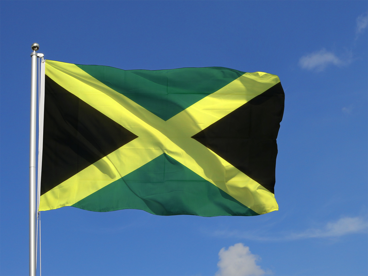 Drapeau Jamaïque 30 X 45 Cm - Polyester Résistant, Imprimé Recto-verso, Pour Intérieur Et Extérieur - Couleurs Vives Et Durables