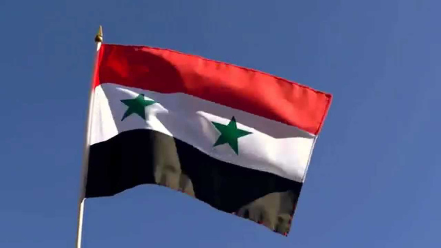 Syrie - Drapeau sur hampe 30 x 45 cm