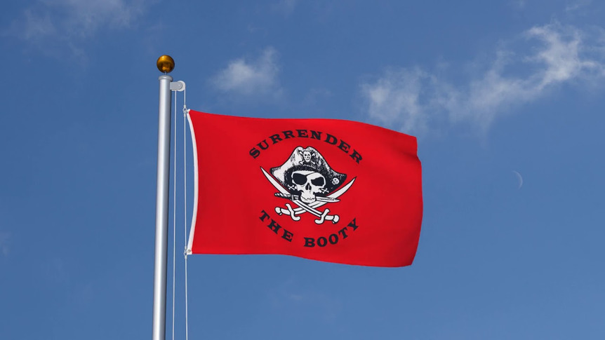 Pirate Surrender the Booty red - 3x5 ft Flag