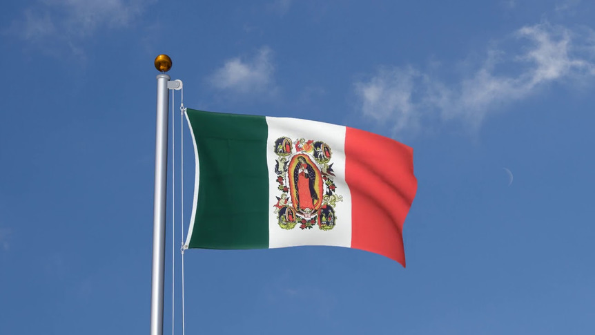 Mexico avec Vierge de Guadalupe - Drapeau 90 x 150 cm
