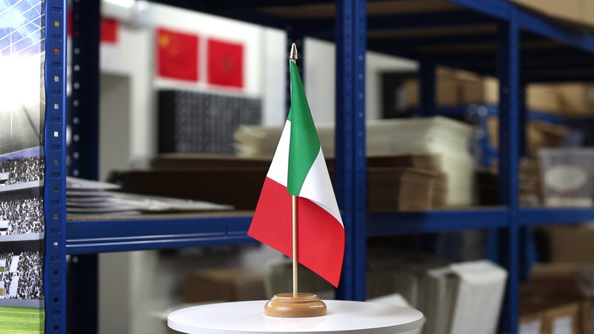 Italien - Holz Tischflagge 15 x 22 cm