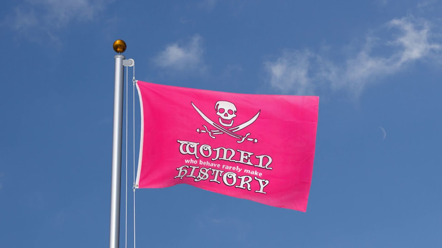 Pirat Women in history pink - Flagge 90 x 150 cm