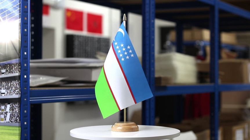 Uzbekistan - Table Flag 6x9", wooden