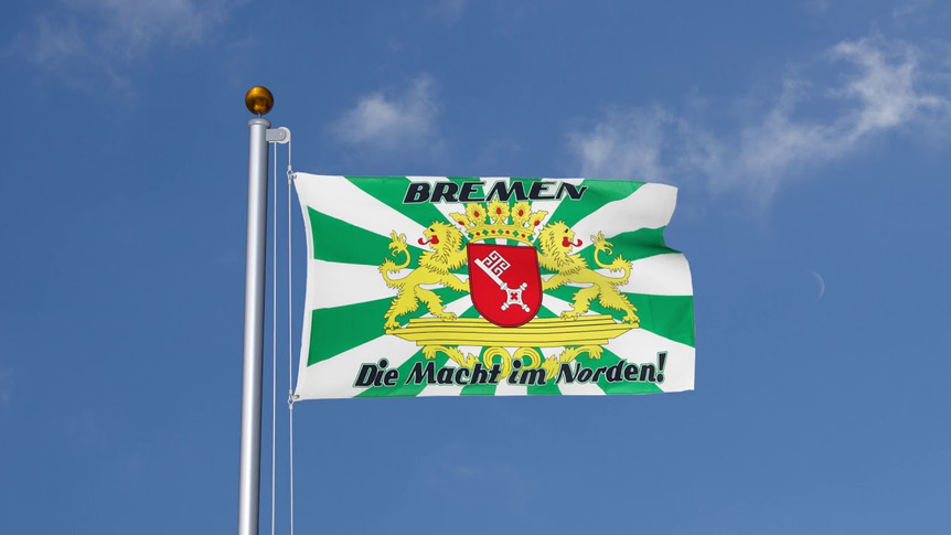 Bremen großes Wappen, Macht im Norden - Flagge 90 x 150 cm