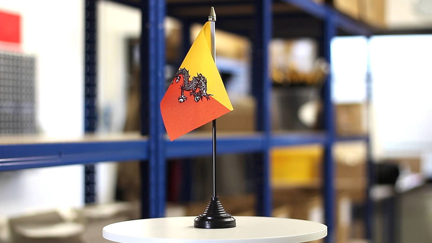 Bhoutan - Mini drapeau de table 10 x 15 cm