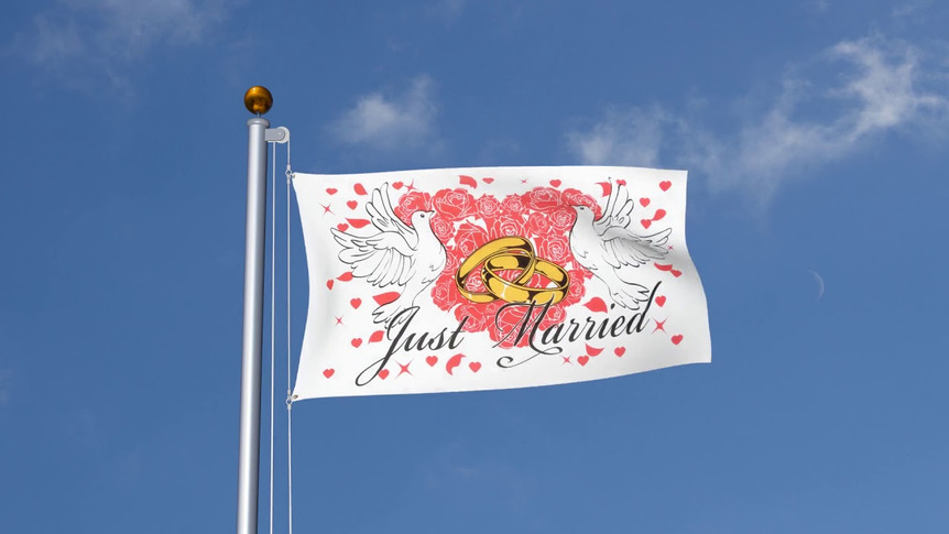 Just Married - Flagge 90 x 150 cm