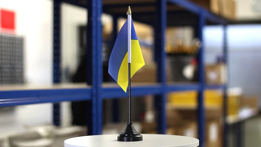 Ukraine - Mini drapeau de table 10 x 15 cm