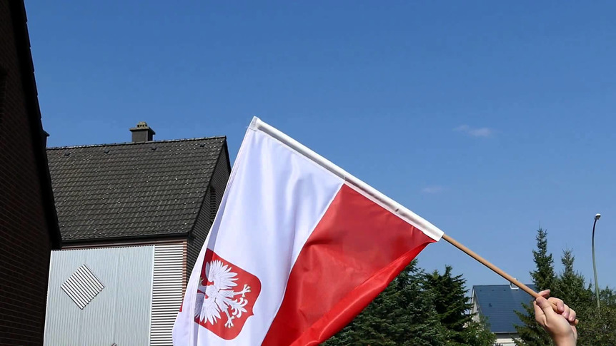 Poland with eagle - Hand Waving Flag PRO 2x3 ft