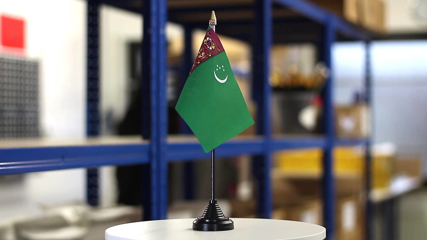Turkménistan - Mini drapeau de table 10 x 15 cm