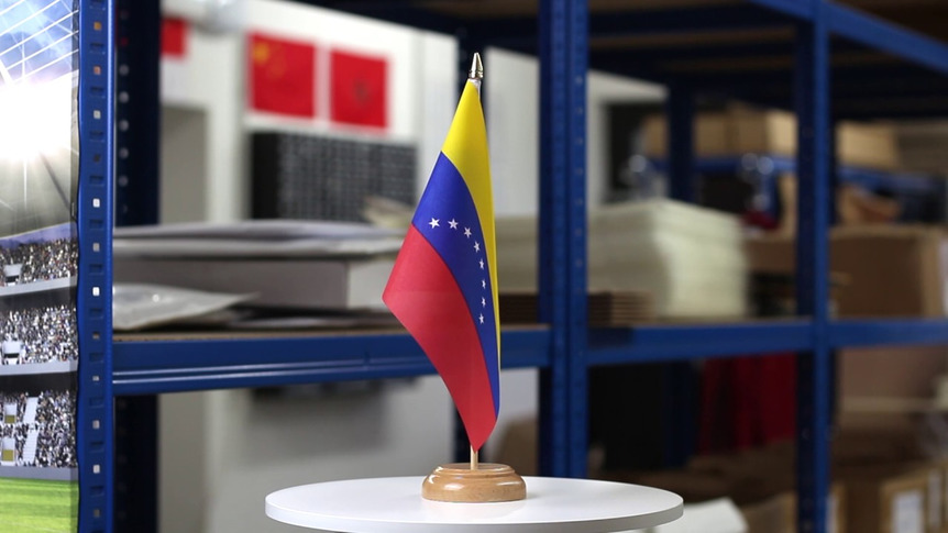 Venezuela 8 Etoiles - Drapeau de table 15 x 22 cm, bois