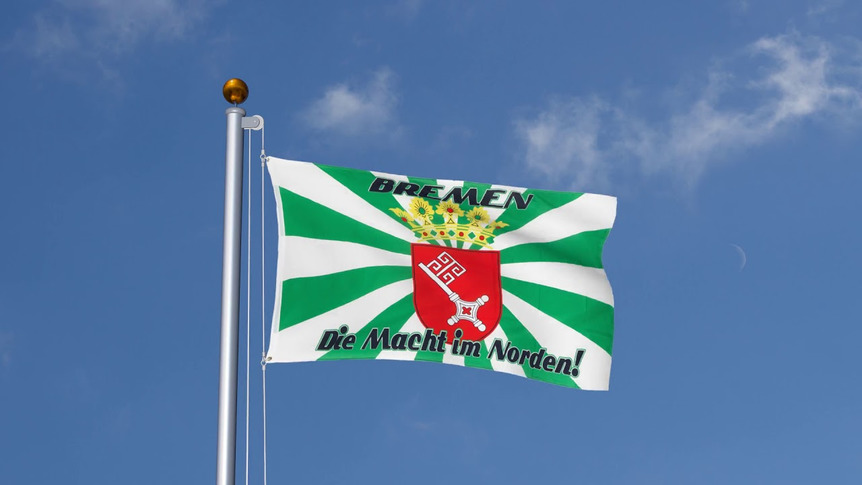 Bremen mittleres Wappen, Macht im Norden - Flagge 90 x 150 cm