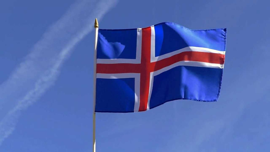 Iceland - Hand Waving Flag 12x18"