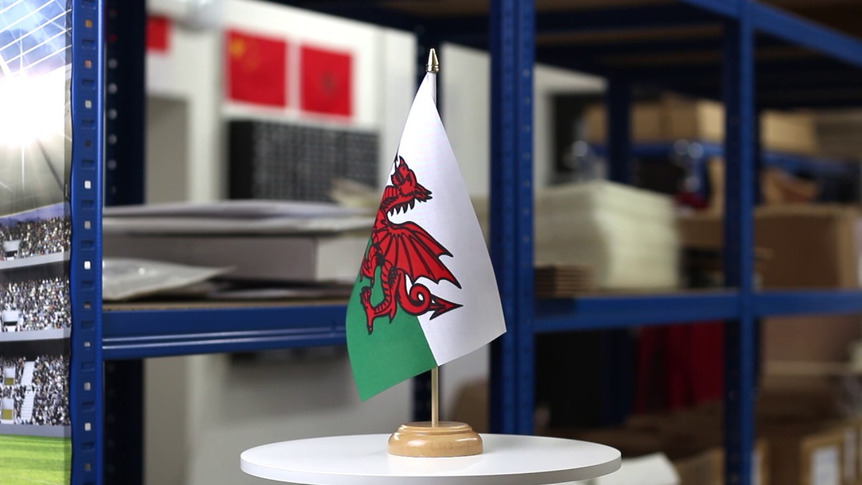 Wales - Table Flag 6x9", wooden
