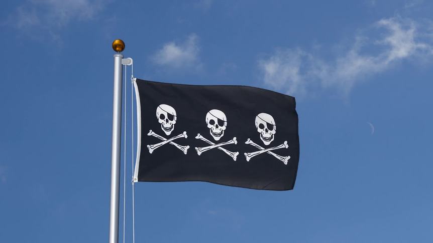 Pirat Drei Totenköpfe - Flagge 90 x 150 cm
