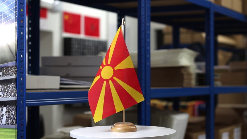 Macedonia - Table Flag 6x9", wooden