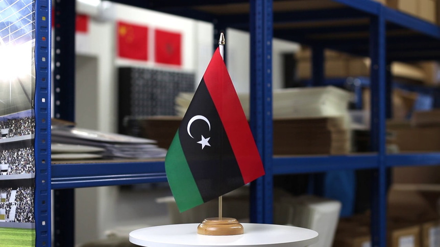 Libyen Königreich 1951-1969 - Holz Tischflagge 15 x 22 cm
