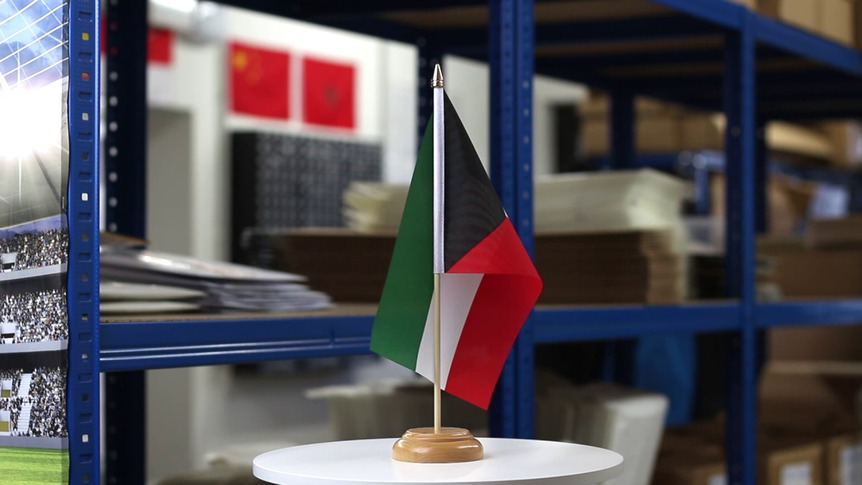 Kuwait - Table Flag 6x9", wooden