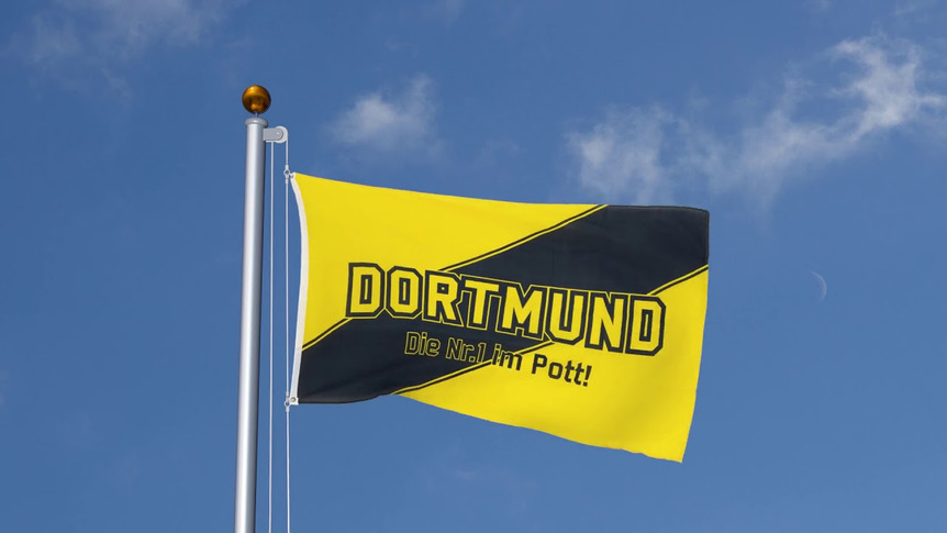 Dortmund Nr. 1 im Pott, Drei Streifen diagonal - Flagge 90 x 150 cm