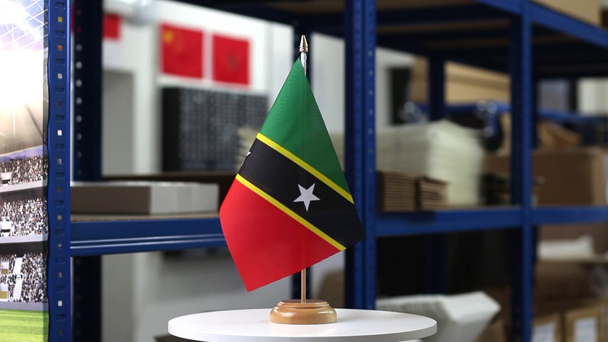 Saint Kitts and Nevis - Table Flag 6x9", wooden