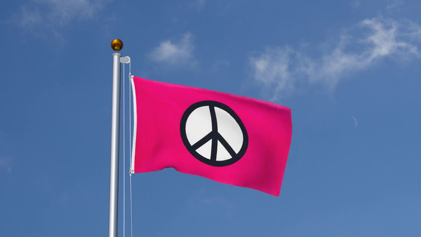Frieden Peace pink - Flagge 90 x 150 cm