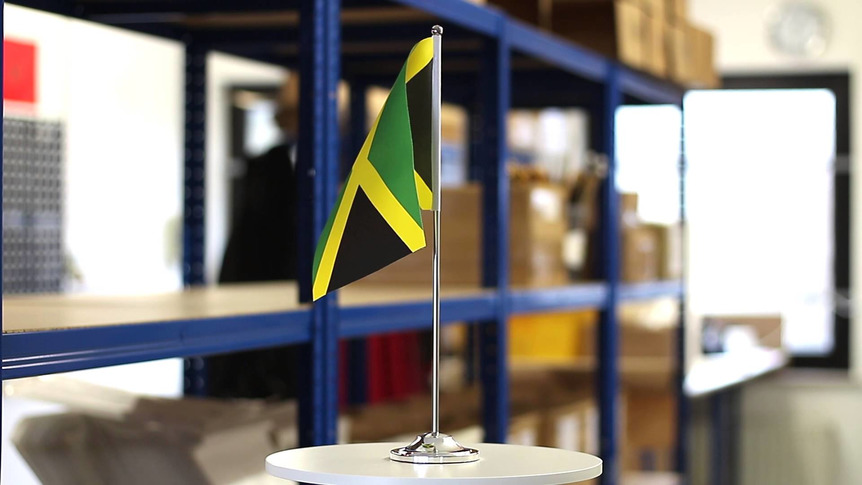 Jamaika - Satin Tischflagge 15 x 22 cm