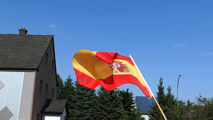 Spanien mit Wappen - Stockflagge PRO 60 x 90 cm