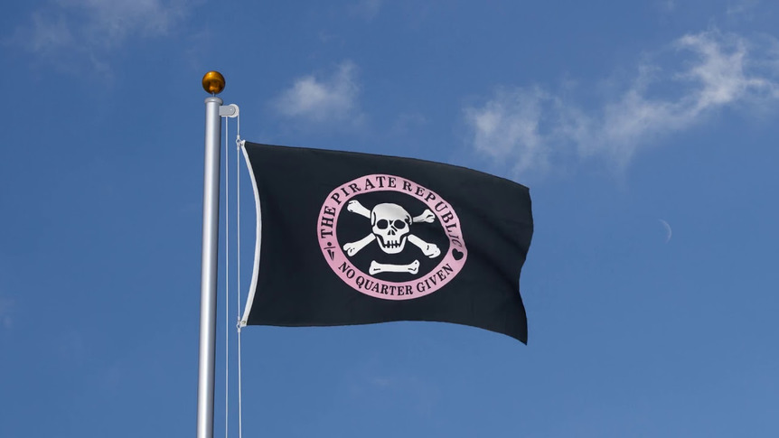 Pirat Republik pink - Flagge 90 x 150 cm