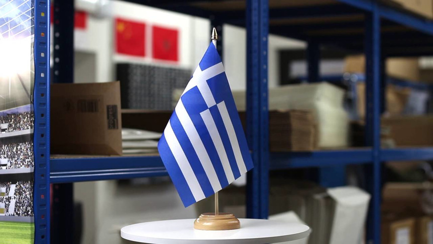 Griechenland - Holz Tischflagge 15 x 22 cm
