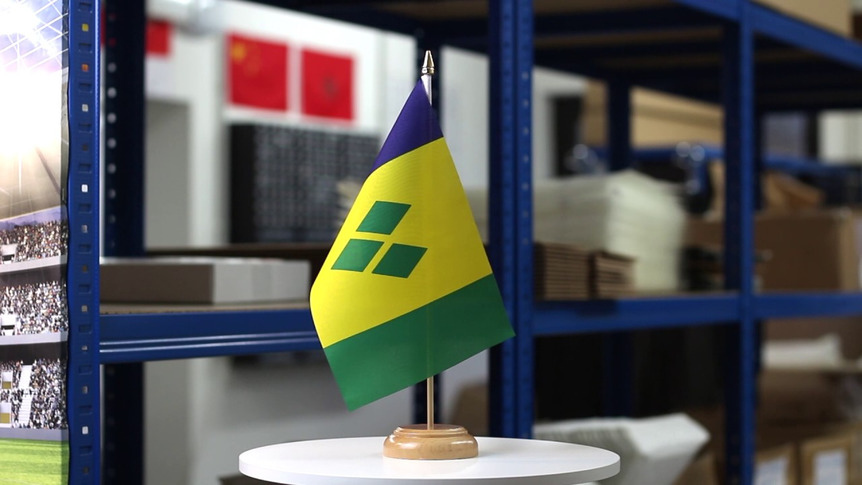 Saint Vincent and the Grenadines - Table Flag 6x9", wooden