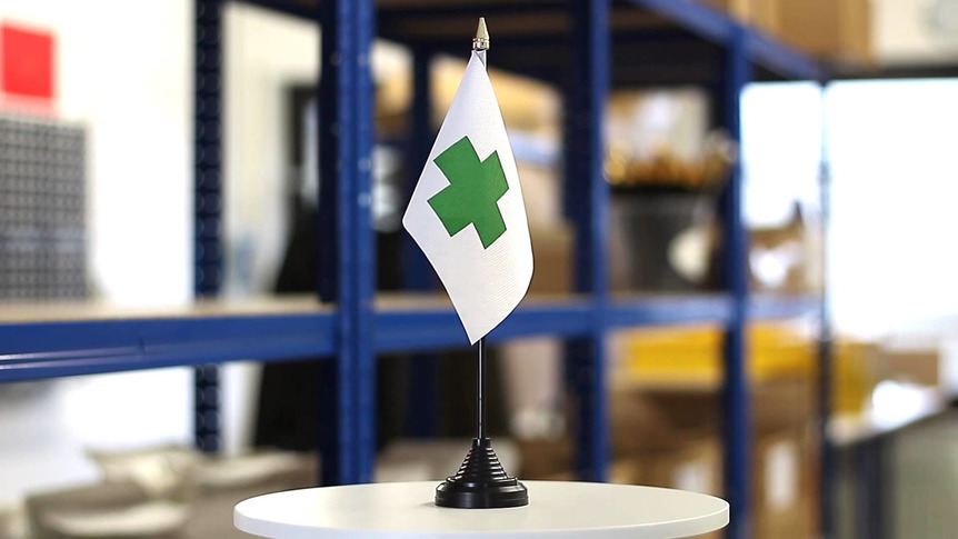 Croix Verte - Mini drapeau de table 10 x 15 cm